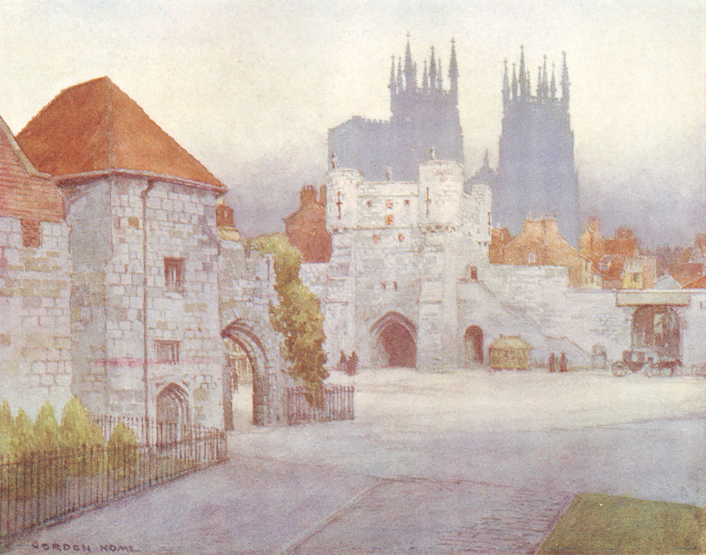 YORKS. Bootham Bar, York 1908 old antique vintage print picture